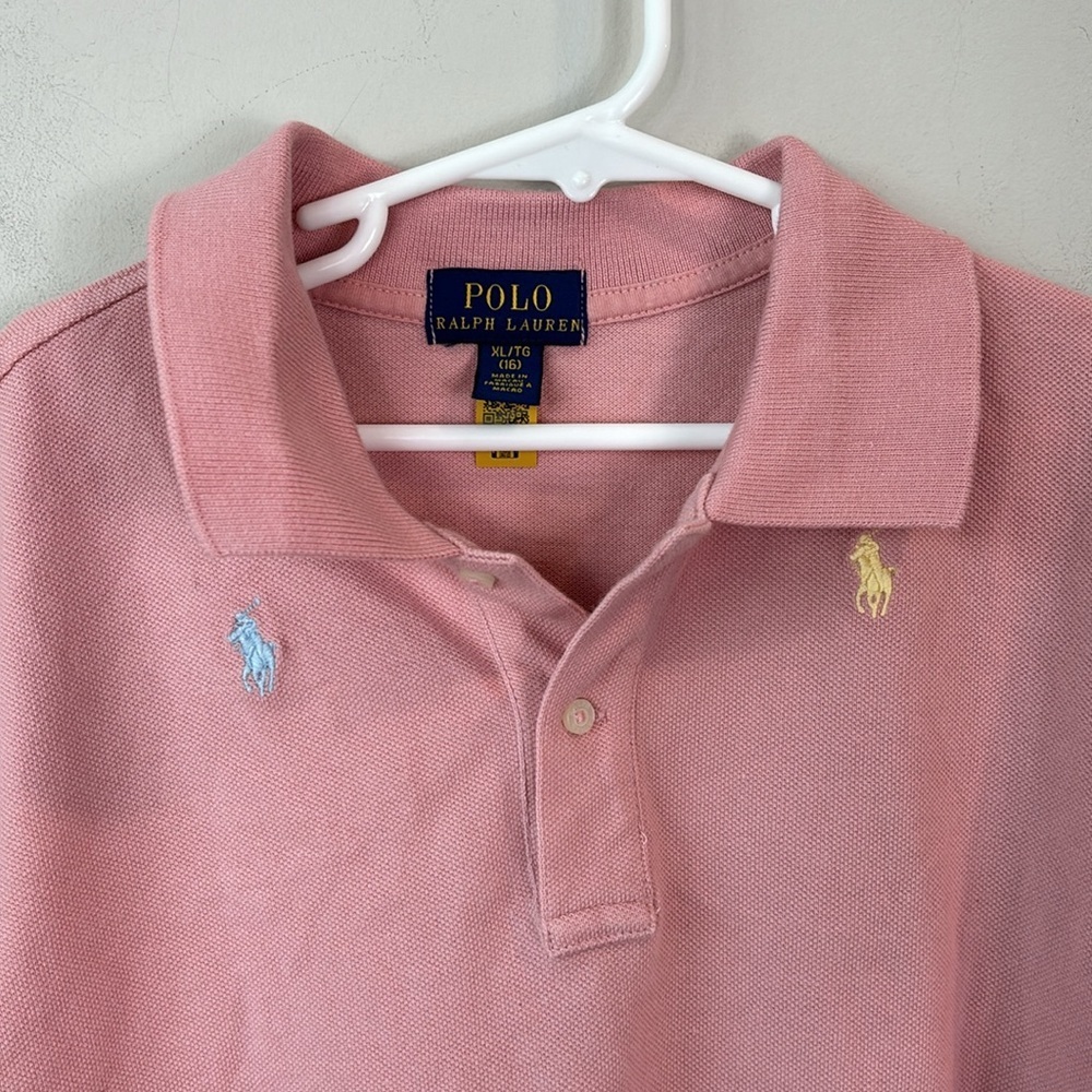 Polo Ralph Lauren pink embroidered polo shirt girls size XL 16 - Picture 2 of 7